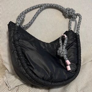 Wildfox Black Shoulder Bag with Patterned Strap